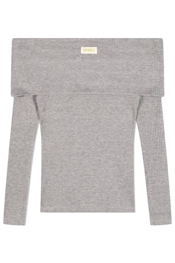 LUCKY KNITTED OFF SHOULDER TOP R2410814658 996 MID GREY