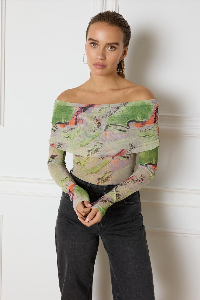 DAYANA KNITTED OFF SHOULDER TOP R2410828657 100 MULTI COLOUR