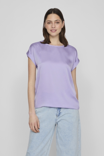 Vila T-shirt VIELLETTE S/S SATIN TOP - NOOS 14059563 VIOLET TULIP