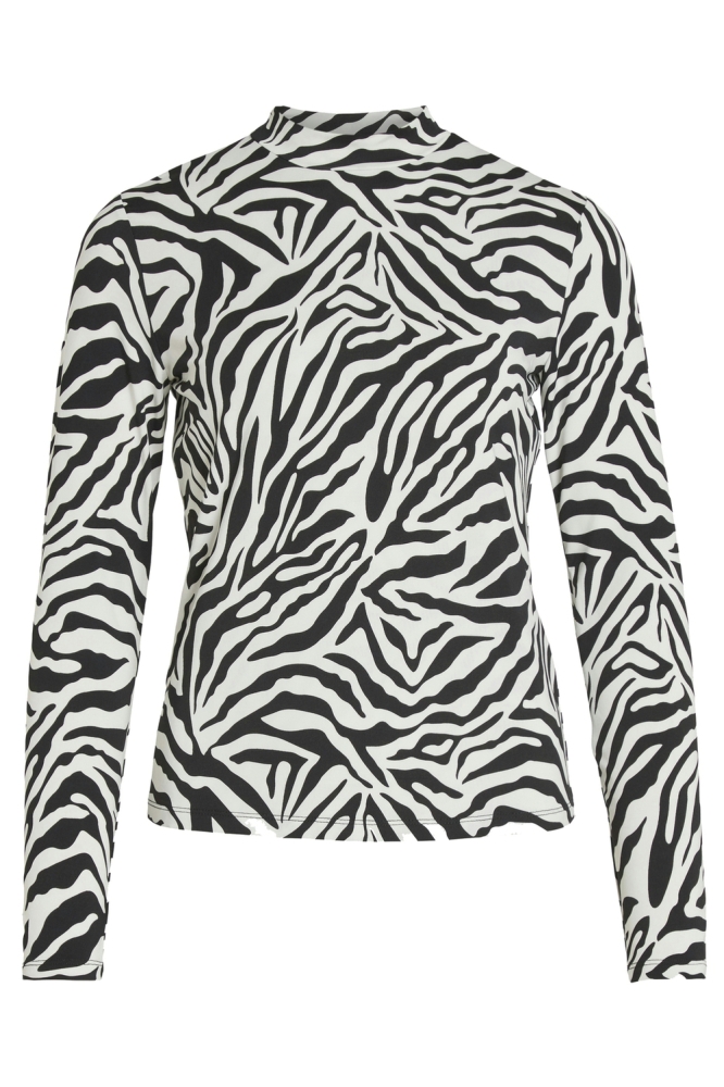 VILEOA L/S HIGH NECK TOP - NOOS 14066134 BLACK/ZEBRA