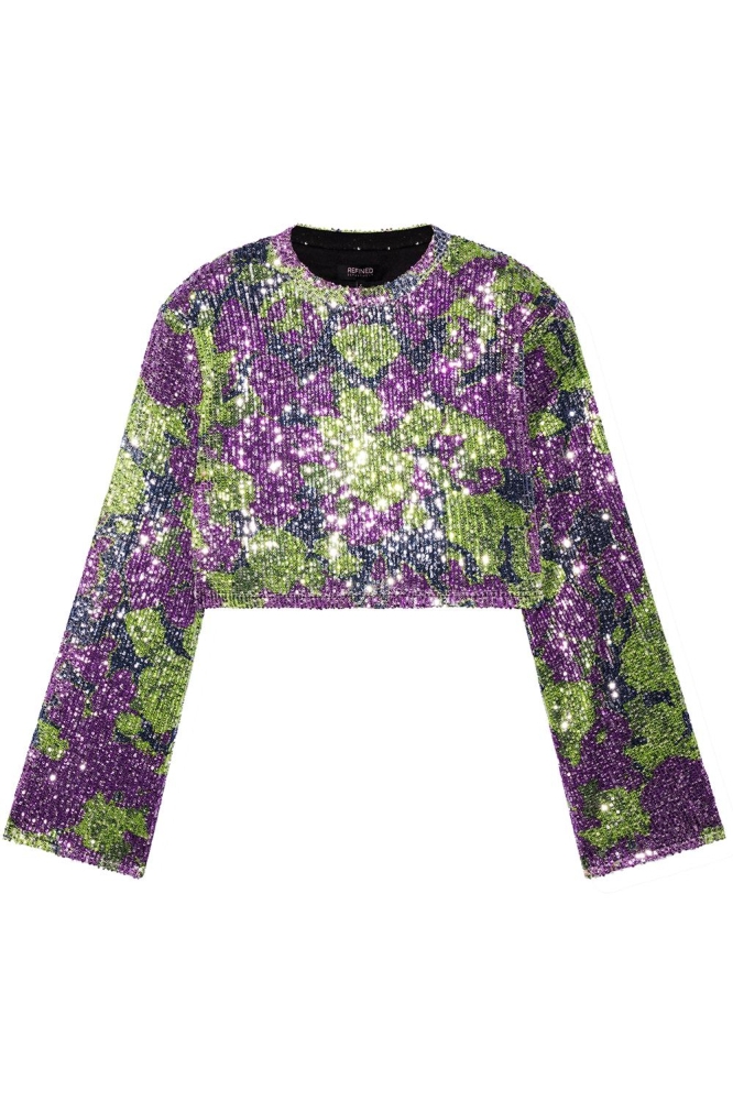 LADIES KNITTED LONGSLEEVE CROP R2411869591 CARINA 955 FLOWER