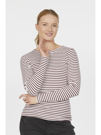 SisterS point T-shirt EIKE LS STR 16453 CREAM/D BORDEAUX