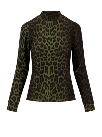 Zusss T-shirt LEOPARD TOP 0304 179 7198 GRIJSGROEN/ZWART