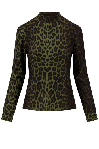 Zusss T-shirt LEOPARD TOP 0304 179 7198 GRIJSGROEN/ZWART