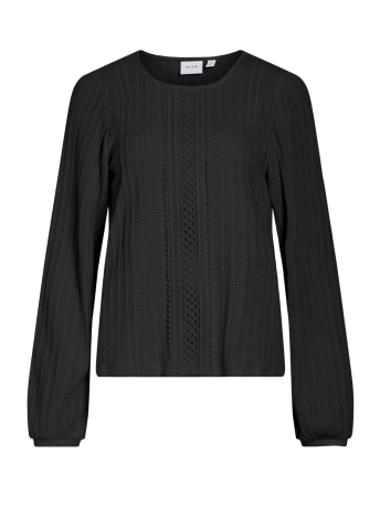 Vila Blouse VIALITA O-NECK L/S TOP 14102292 Black Beauty