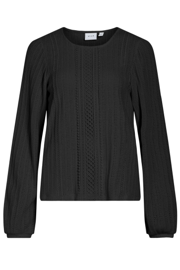 Vila Blouse VIALITA O-NECK L/S TOP 14102292 Black Beauty