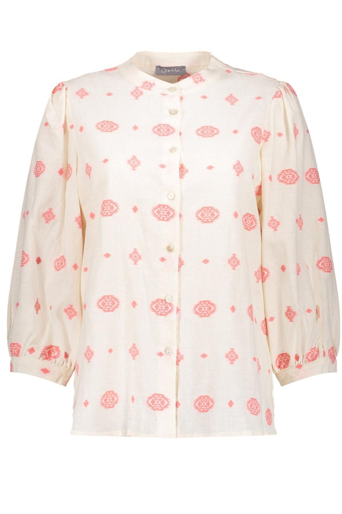 BLOUSE ETNISCHE PRINT 53176 70 000010 Off-White/Coral