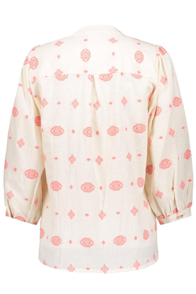 BLOUSE ETNISCHE PRINT 53176 70 000010 Off-White/Coral