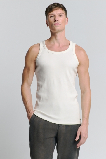 NO-EXCESS T-shirt GERIBBELDE SINGLET 27350380 011 OFFWHITE