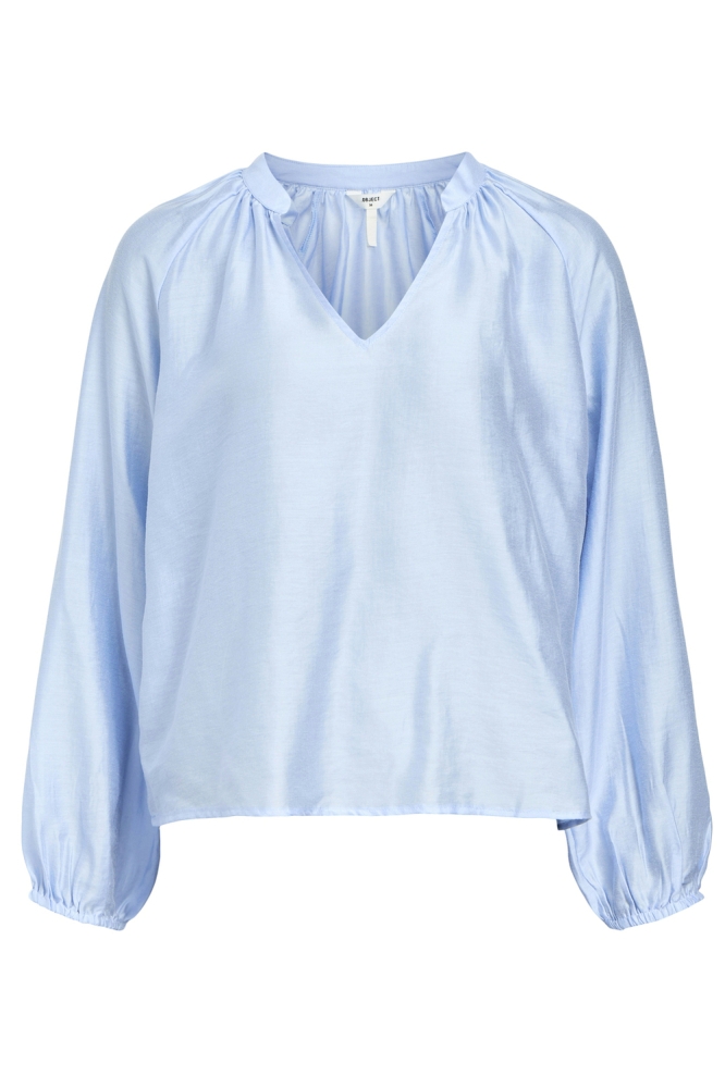 OBJHEIDI L/S LO V-NECK TOP NOOS 23045697 Cornflower Blue