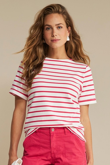 Red Button T-shirt TERRY STRIPE SHORT SLEEVE SRB4528 44 RED