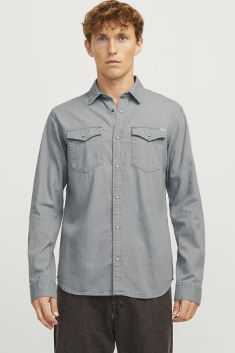 Jack & Jones Overhemd JJESHERIDAN SHIRT L/S NOOS 12138115 Light Grey Denim/SLIM