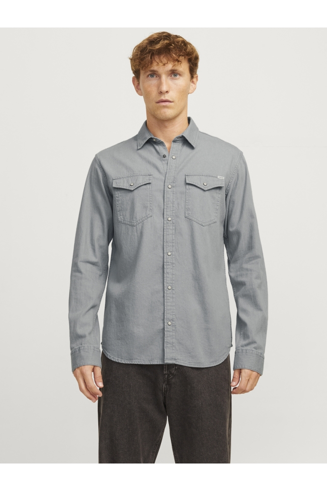 JJESHERIDAN SHIRT L/S NOOS 12138115 Light Grey Denim/SLIM