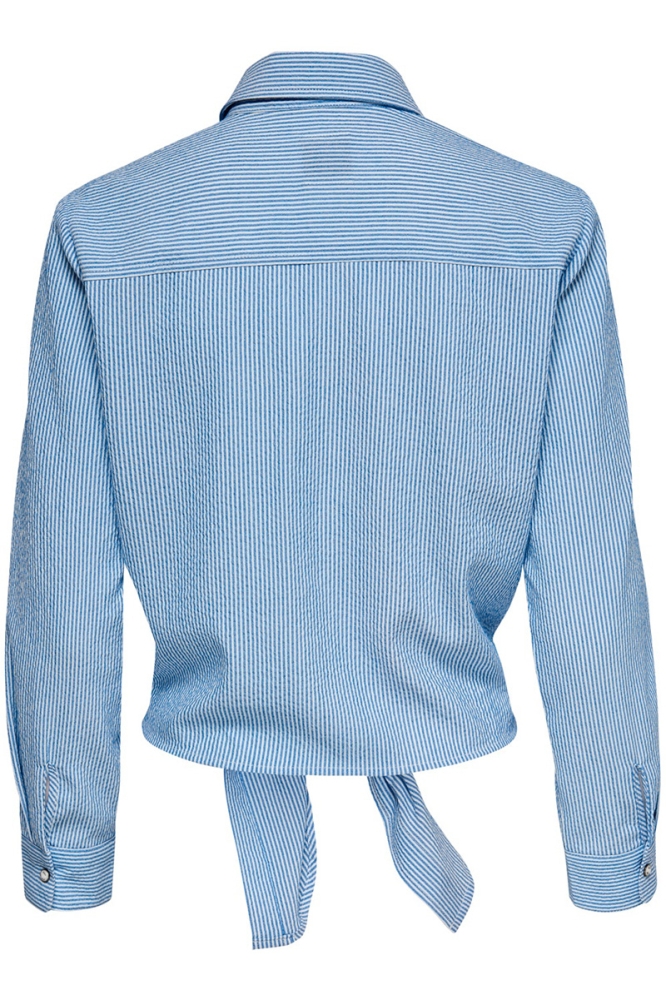 onllecey ls stripe blue cloud 15195910 shirt knot blouse dancer/medium only dnm