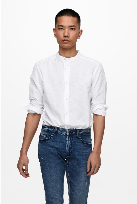 Only & Sons onscaiden ls solid linen mao shirt