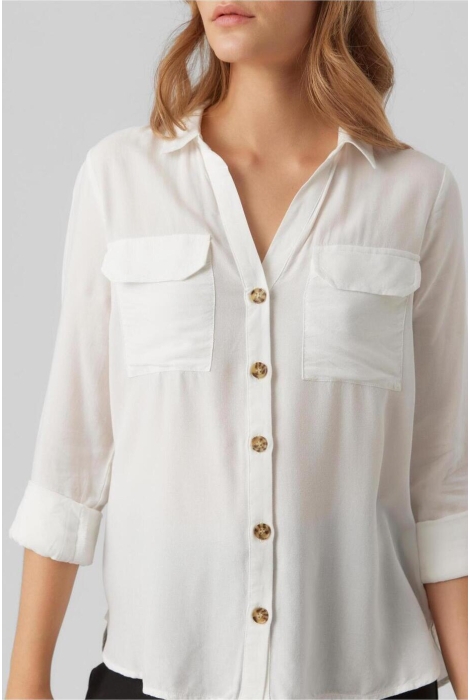 vmbumpy l/s shirt new white blouse 10275283 noos moda vero snow