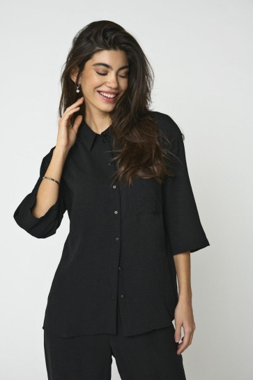 Jacqueline de Yong Blouse JDYDIVYA 3/4 LOOSE SHIRT WVN NOOS 15271186 BLACK