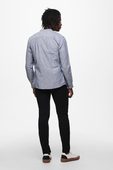 Only & Sons onscaiden ls solid linen mao shirt