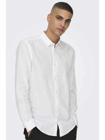 Only & Sons Overhemd ONSCAIDEN LS SOLID LINEN SHIRT NOOS 22012321 WHITE