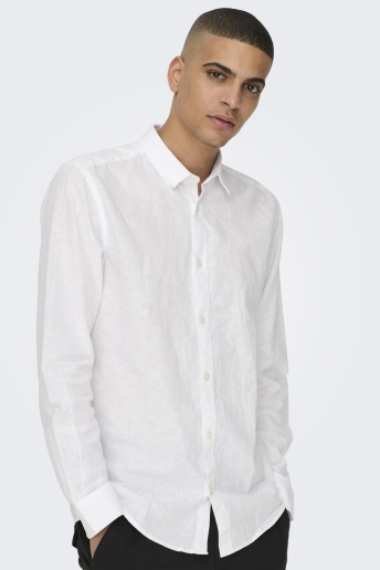 Only & Sons Overhemd ONSCAIDEN LS SOLID LINEN SHIRT NOOS 22012321 WHITE