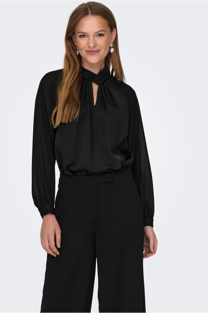 JDYURBA L/S KNOT DETAIL TOP WVN 15308467 Black