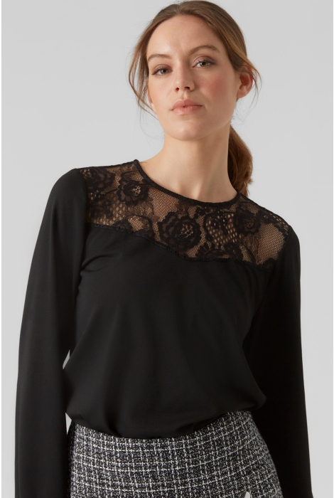 vmsara ls lace top jrs 10296126 vero moda blouse black