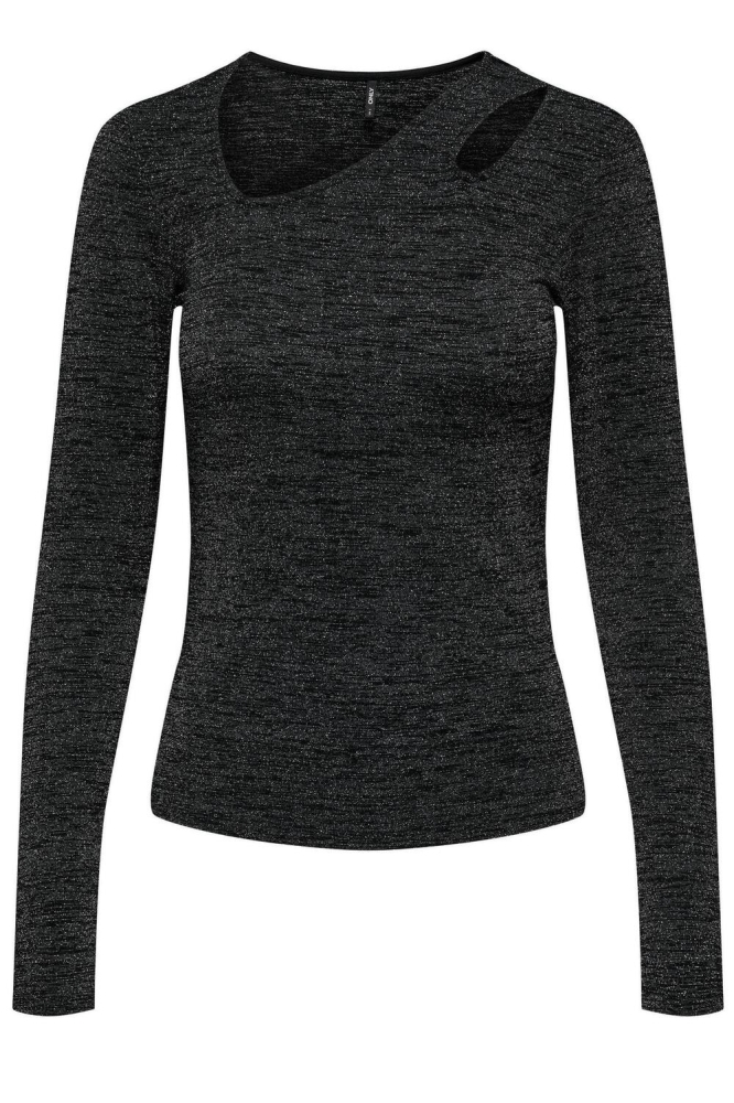 ONLROMA L/S SHINE CUT-OUT TOP JRS 15311748 Black/Silver gli