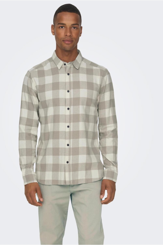 ONSGUDMUND LS CHECKED SHIRT NOOS 22007112 ANTIQUE WHITE