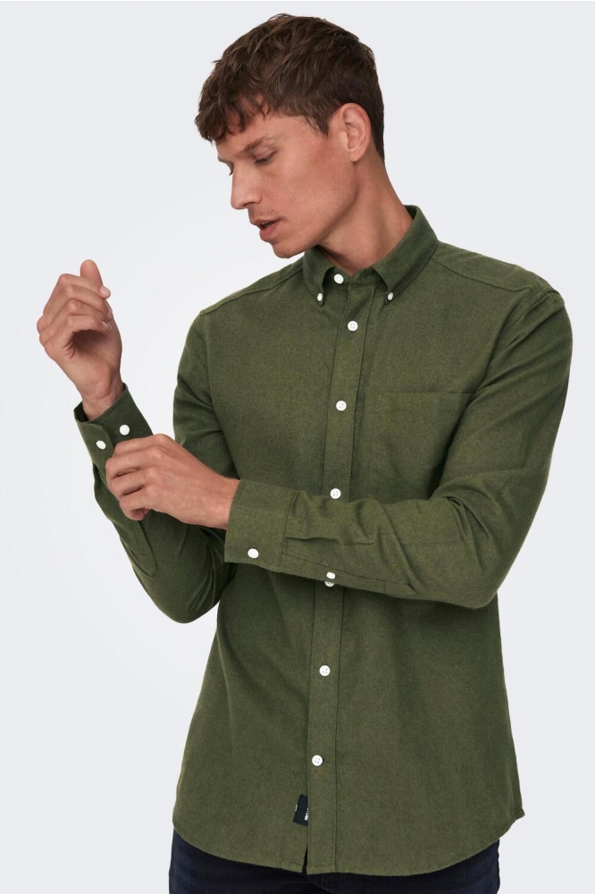 ONSGUDMUND SLIM 1-PKT SOLID SHIRT N 22027307 FOREST NIGHT