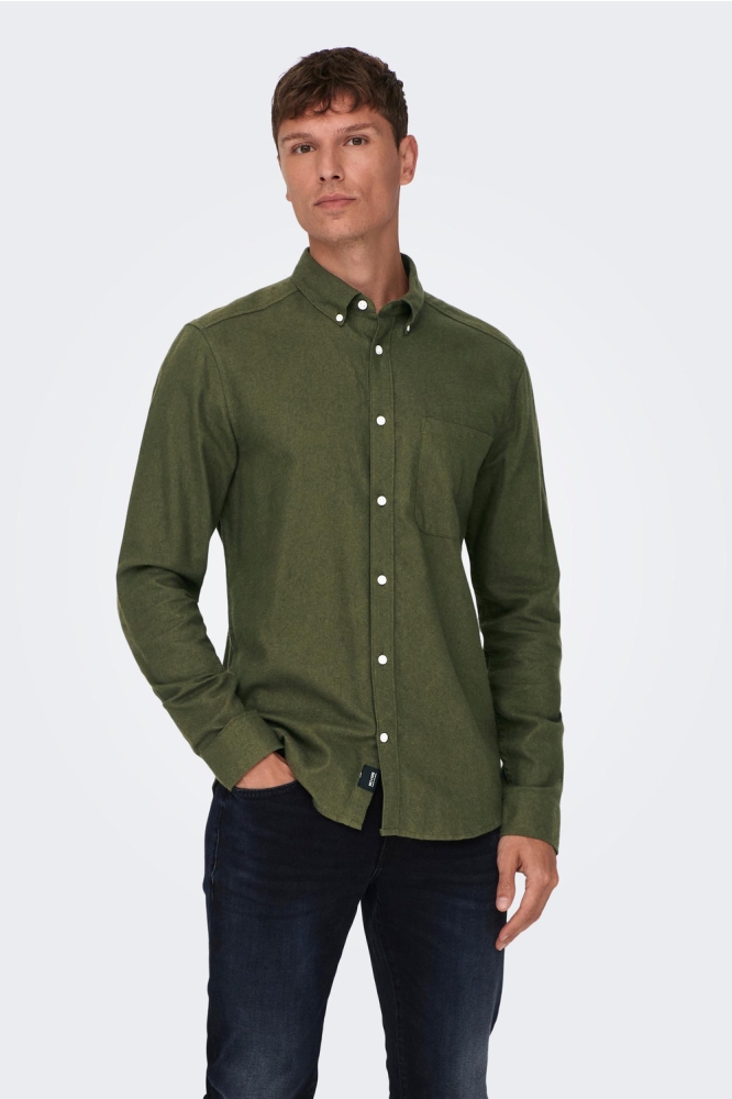 ONSGUDMUND SLIM 1-PKT SOLID SHIRT N 22027307 FOREST NIGHT