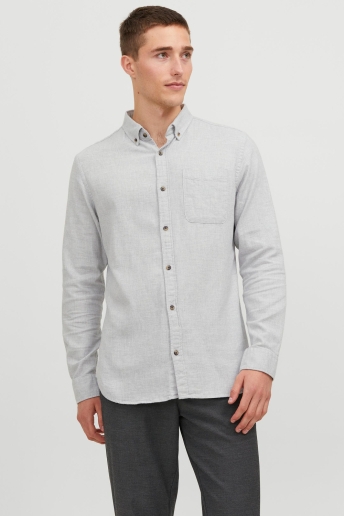 Jack & Jones Overhemd JJECLASSIC MELANGE SHIRT LS SN 12235974 Light Grey Melange