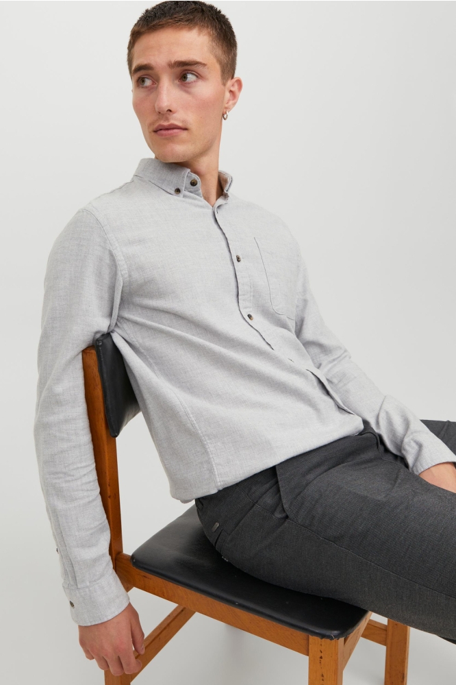 JJECLASSIC MELANGE SHIRT LS SN 12235974 Light Grey Melange