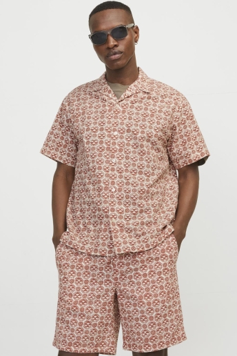 Jack & Jones Overhemd JORLUKE SEERSUCKER RESORT SHIRT SS 12255206 MAPLE SYRUP