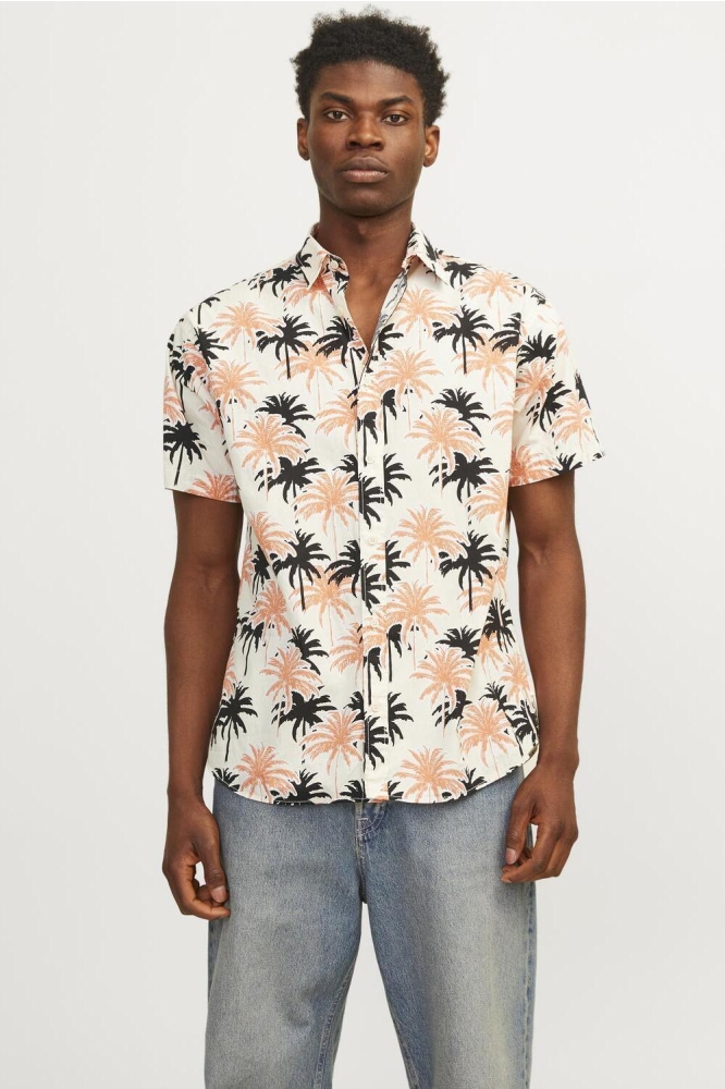 JORJOSHUA ARUBA AOP SHIRT SS 12255196 BUTTERCREAM