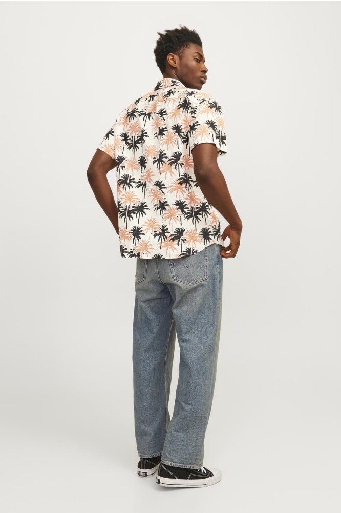 JORJOSHUA ARUBA AOP SHIRT SS 12255196 BUTTERCREAM