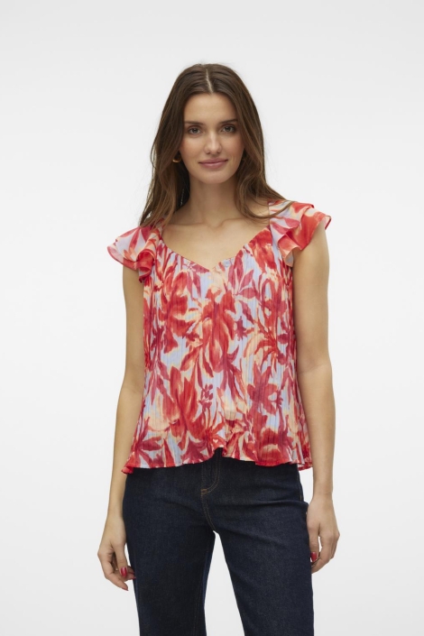 Vero Moda vmmarie plisse sl frill top wvn ce