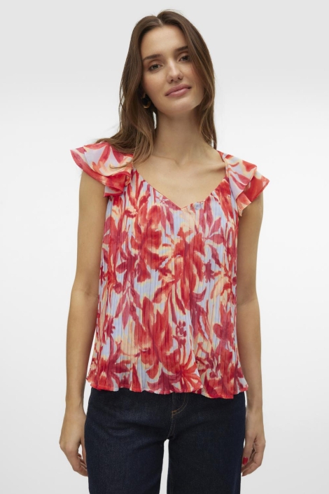 Vero Moda vmmarie plisse sl frill top wvn ce