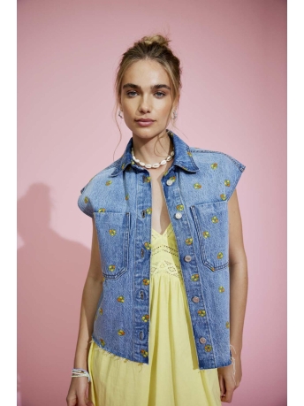 Only Vest ONLROBYN S/L EMB DNM VEST AZG 15323676 MEDIUM BLUE DENIM