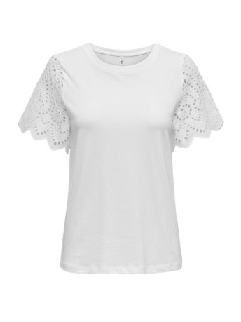 Only T-shirt ONLEBBA LIFE S/S LACE TOP JRS 15324887 Cloud Dancer