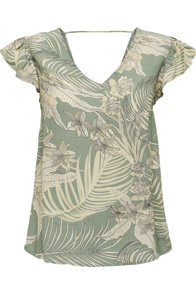 ONLPALINA LIFE SS V-NECK TOP PTM 15324509 Hedge Green/Lovely pal