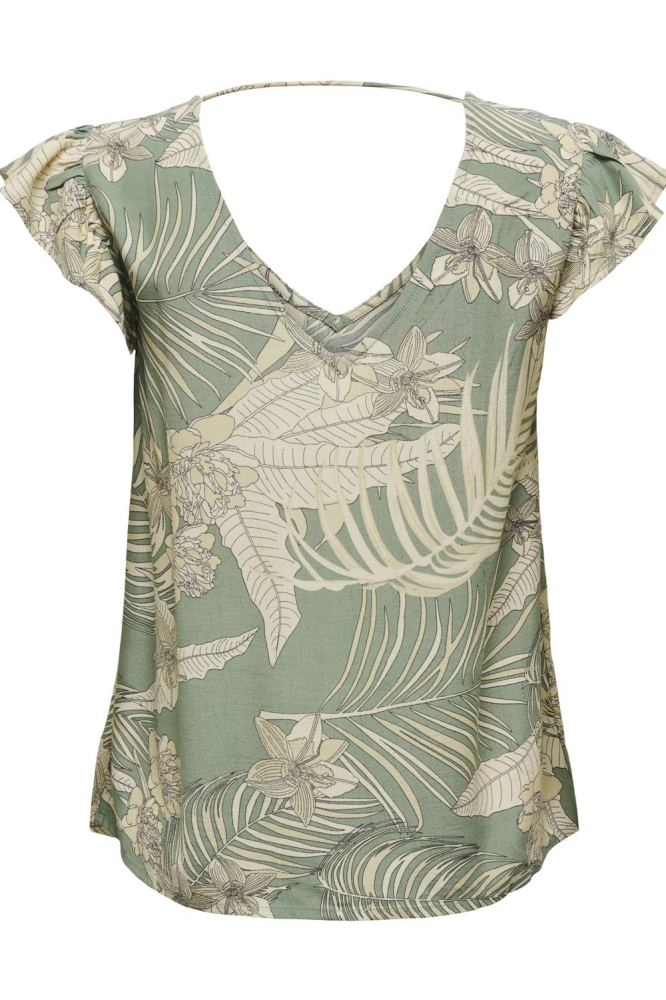 ONLPALINA LIFE SS V-NECK TOP PTM 15324509 Hedge Green/Lovely pal