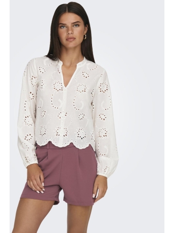 Jacqueline de Yong Blouse JDYDITTE L/S EMBRODERIE SHORT SHIRT 15328411 Cloud Dancer