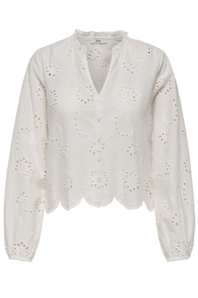 JDYDITTE L/S EMBRODERIE SHORT SHIRT 15328411 Cloud Dancer