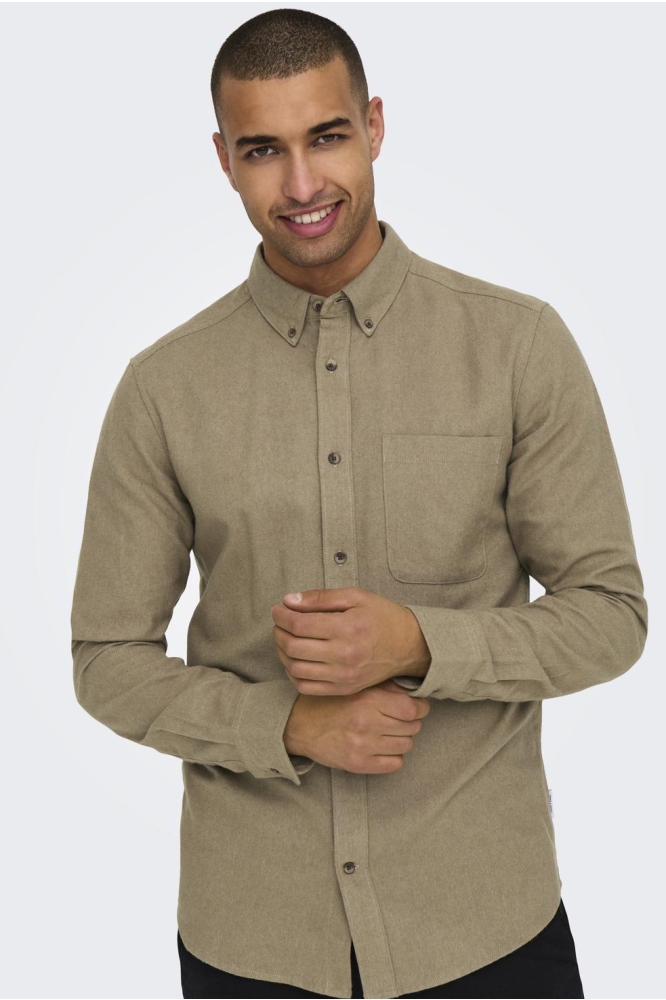 ONSGUDMUND SLIM 1-PKT SOLID SHIRT N 22027307 Chinchilla