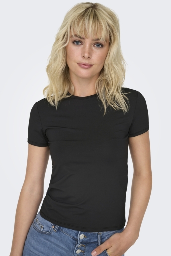 Only T-shirt ONLEA S/S TOP O-NECK JRS NOOS 15331595 BLACK