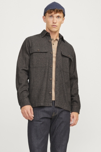 Jack & Jones Overhemd JPRRAYMOND MELANGE SOLID LS OVERSHI 12263645 SLATE BLACK