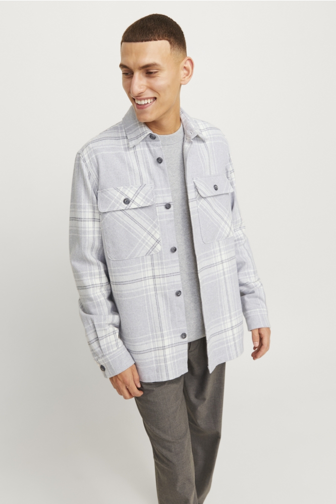 JPRRAYMOND MELANGE CHECK LS OVERSHI 12263647 Grey Melange/COMFORT FI