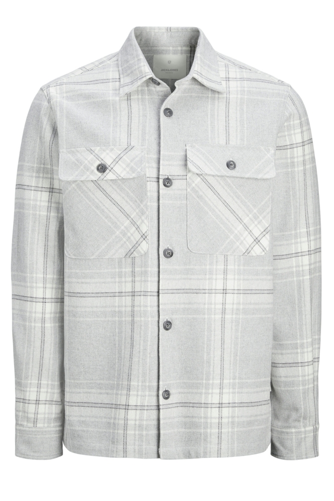 JPRRAYMOND MELANGE CHECK LS OVERSHI 12263647 Grey Melange/COMFORT FI