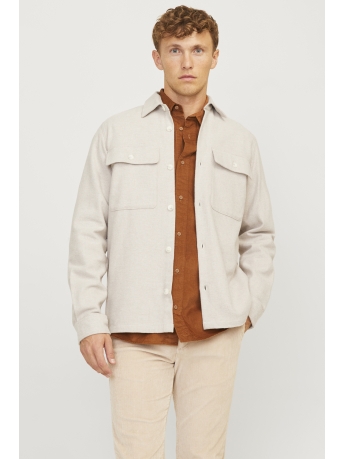 Jack & Jones Overhemd JPRRAYMOND MELANGE SOLID LS OVERSHI 12263645 SUMMER SAND/COMFORT