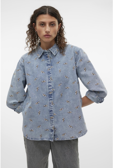 Vero Moda vmophelia ls long emb denim shirt